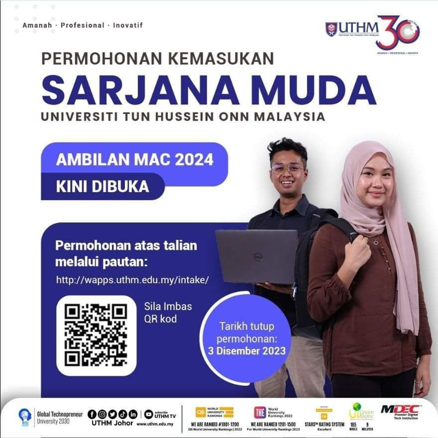 Permohonan UTHM Mac 2024 Online (Second Intake)