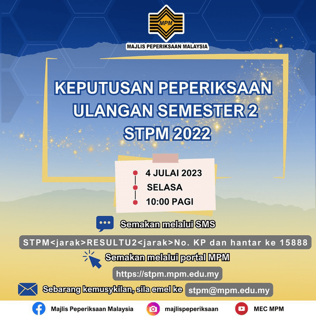 Semakan Keputusan STPM Ulangan 2023 U 1 & U2 Online